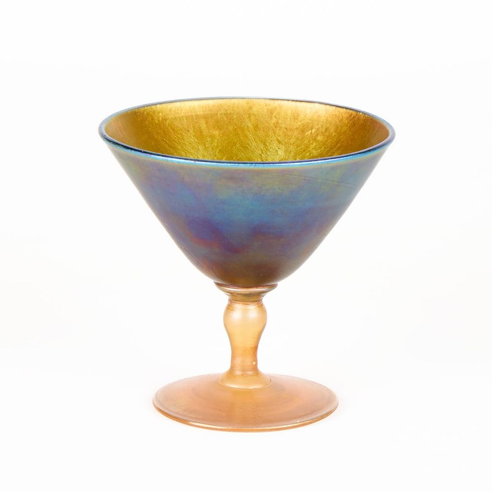 Lot 424: Quezal Arts & Crafts Iridescent Martini Glass