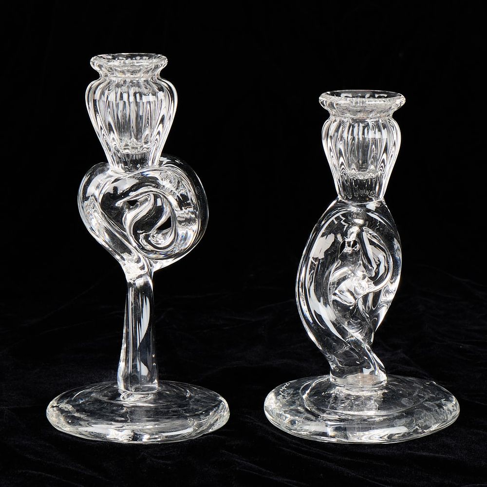 Lot 428: 2 Andrea Shea Art Glass Candlesticks