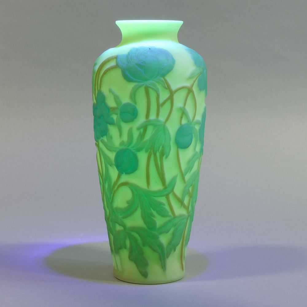 Lot 431: Phoenix Glass Co. Consolidated Green Glass Vase
