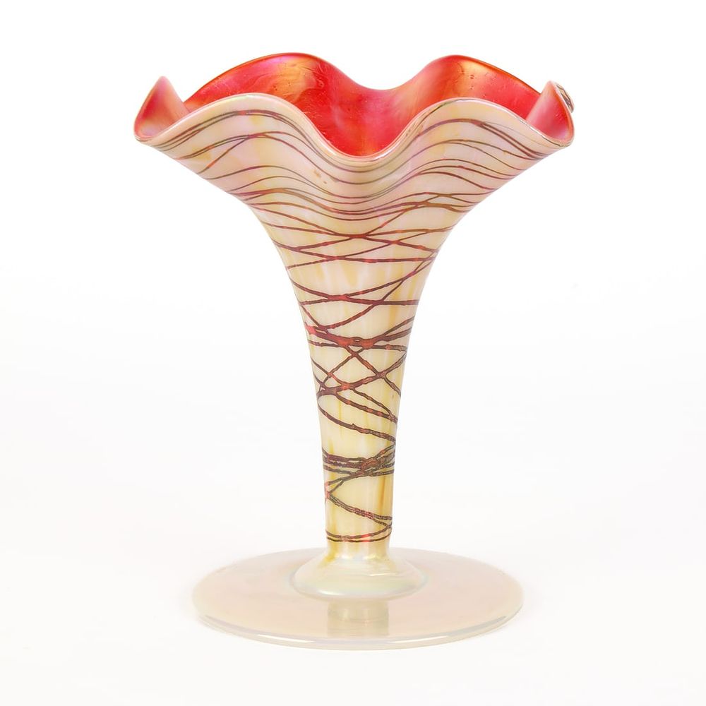 Lot 438: Poss. Pallme Konig Bohemian Iridescent Glass Vase