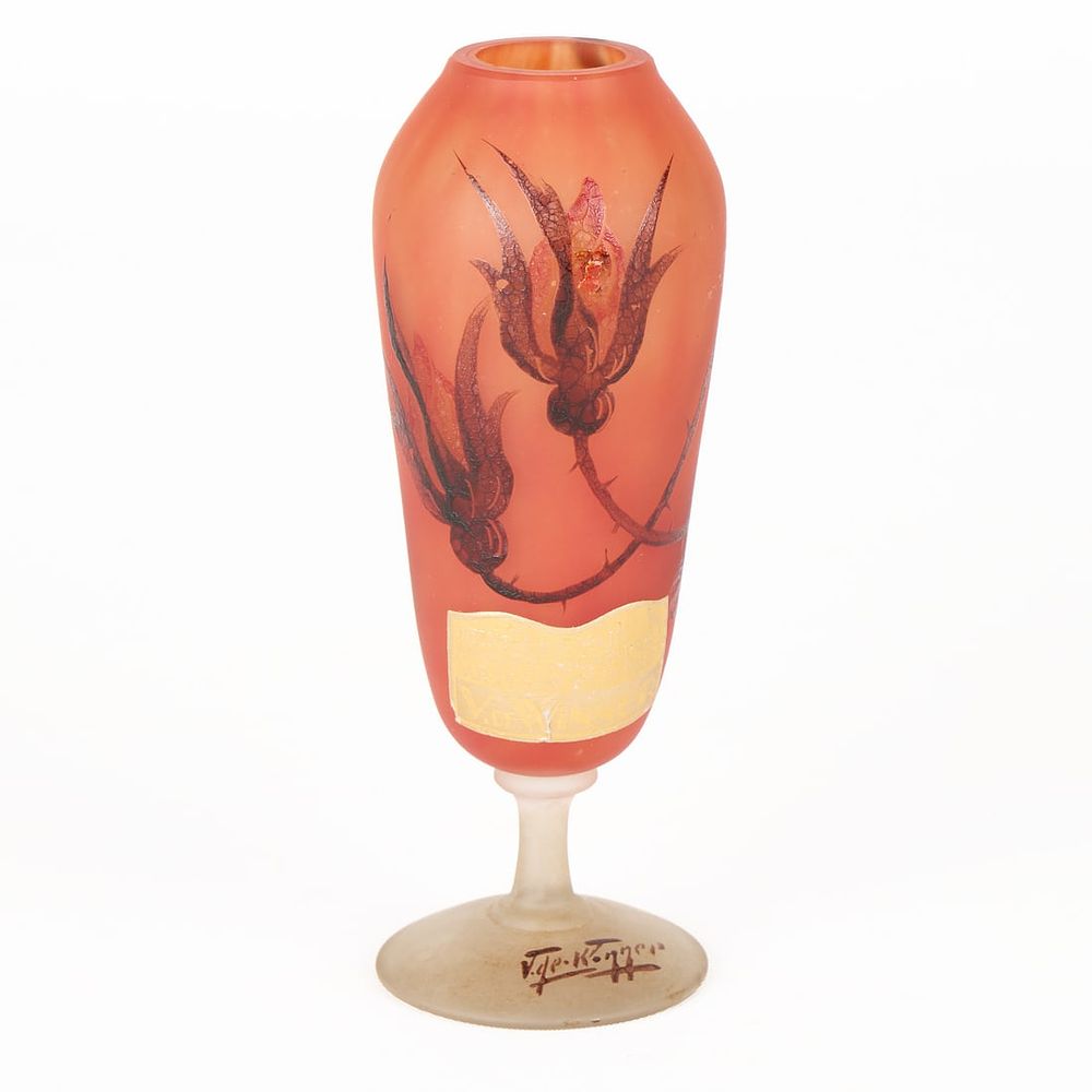 Lot 441: V. de Winner Belgian Frosted Glass Vase