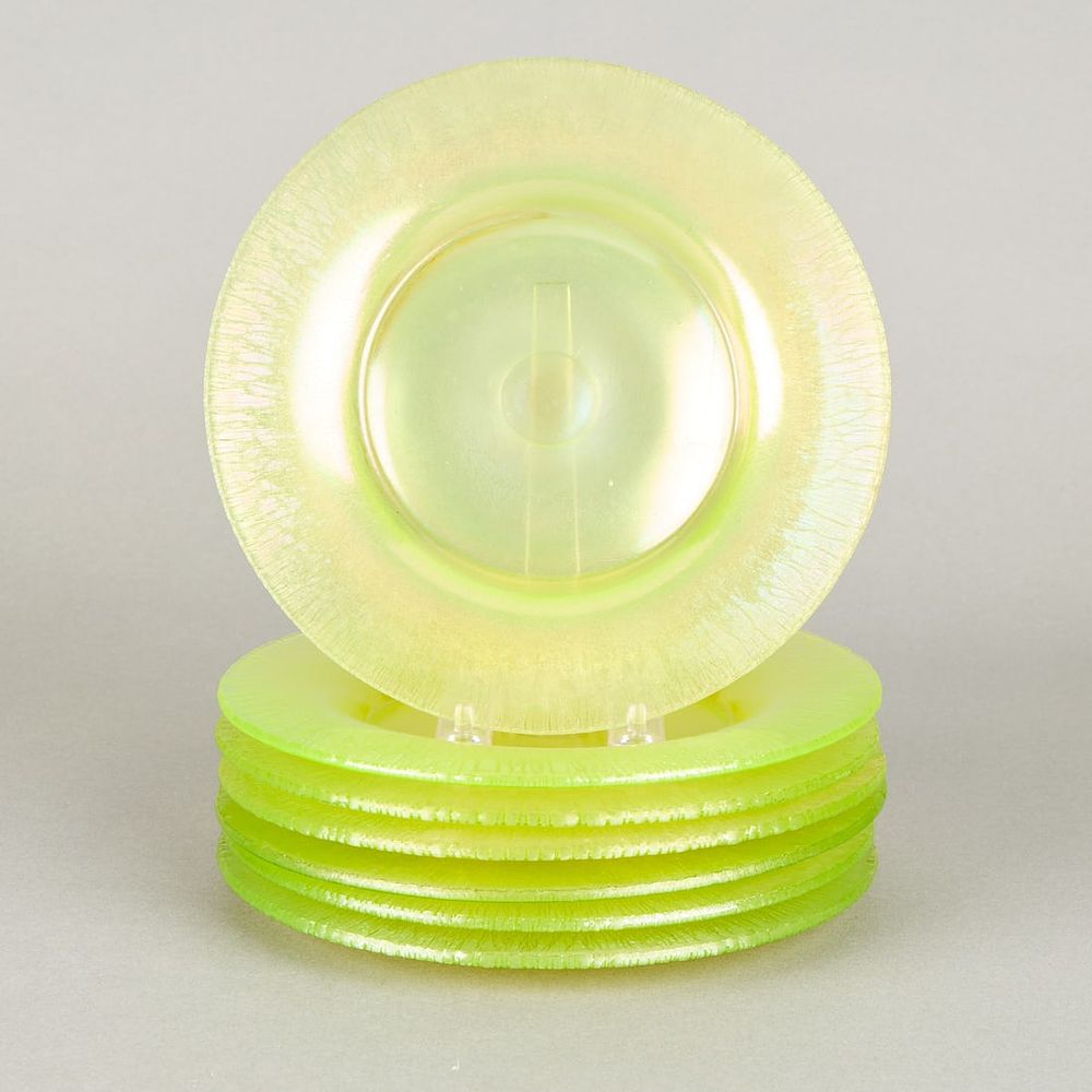 Lot 485: 7 Poss. Fenton Topaz Uranium Vaseline Glass Plates