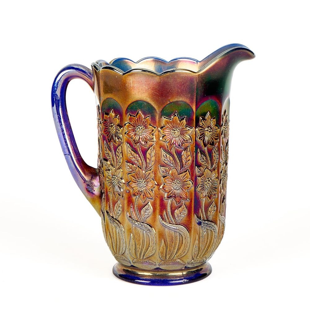 Lot 490: Fenton Art Glass Carnival "Star Flower" Pitcher