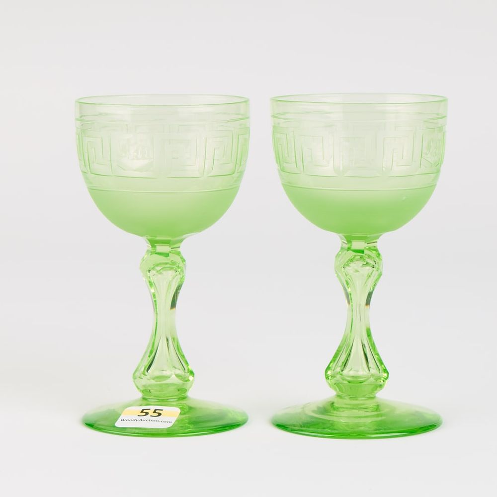 Lot 493: Pr Attr. Boston & Sandwich Co. Glass Wine Stems