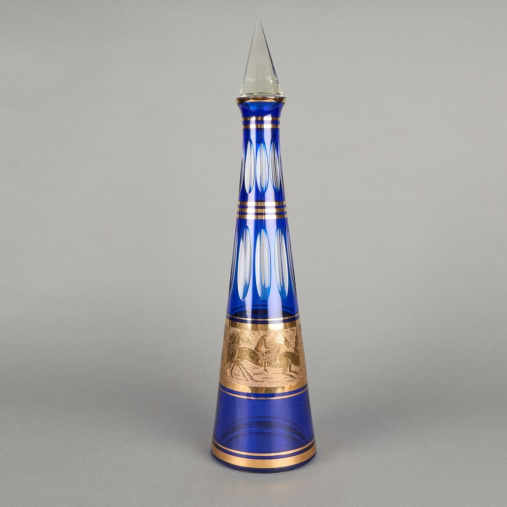 Lot 495: Moser-Style Bohemian Crystal Blue Czech Decanter