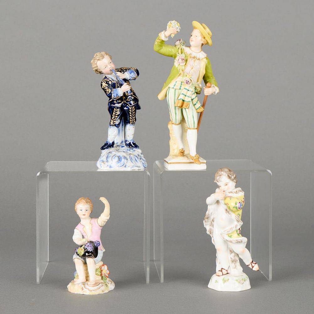 Lot 500: 4 European Porcelain Figures Incl. Meissen & KPM