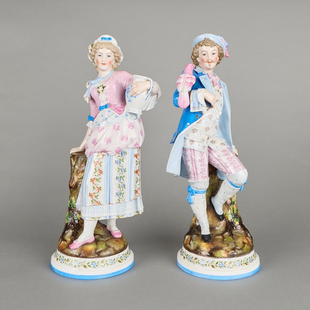 Lot 501: 2 Lrg Meissen-Style Porcelain Figures
