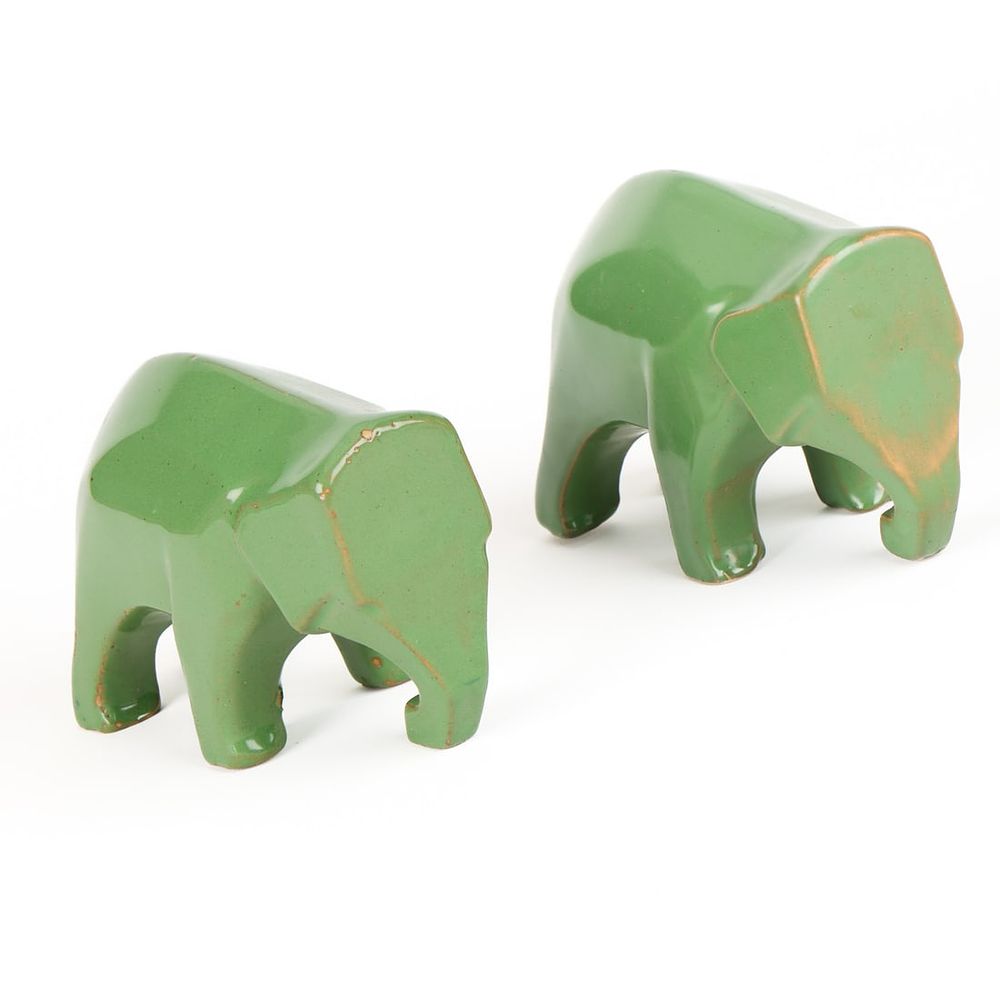 Lot 513: Pr Art Deco Ceramic Elephant Bookends