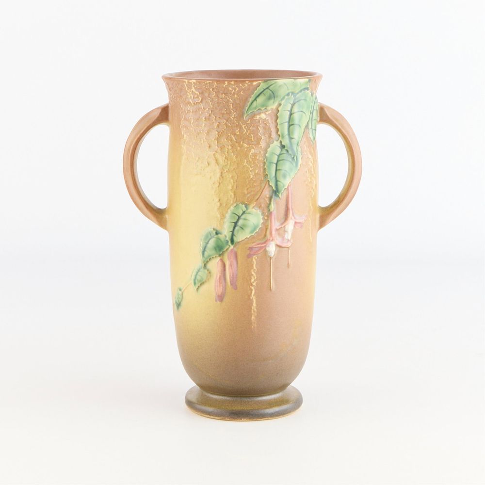 Lot 525: Roseville Art Pottery 2-Handled "Fuchsia" Vase