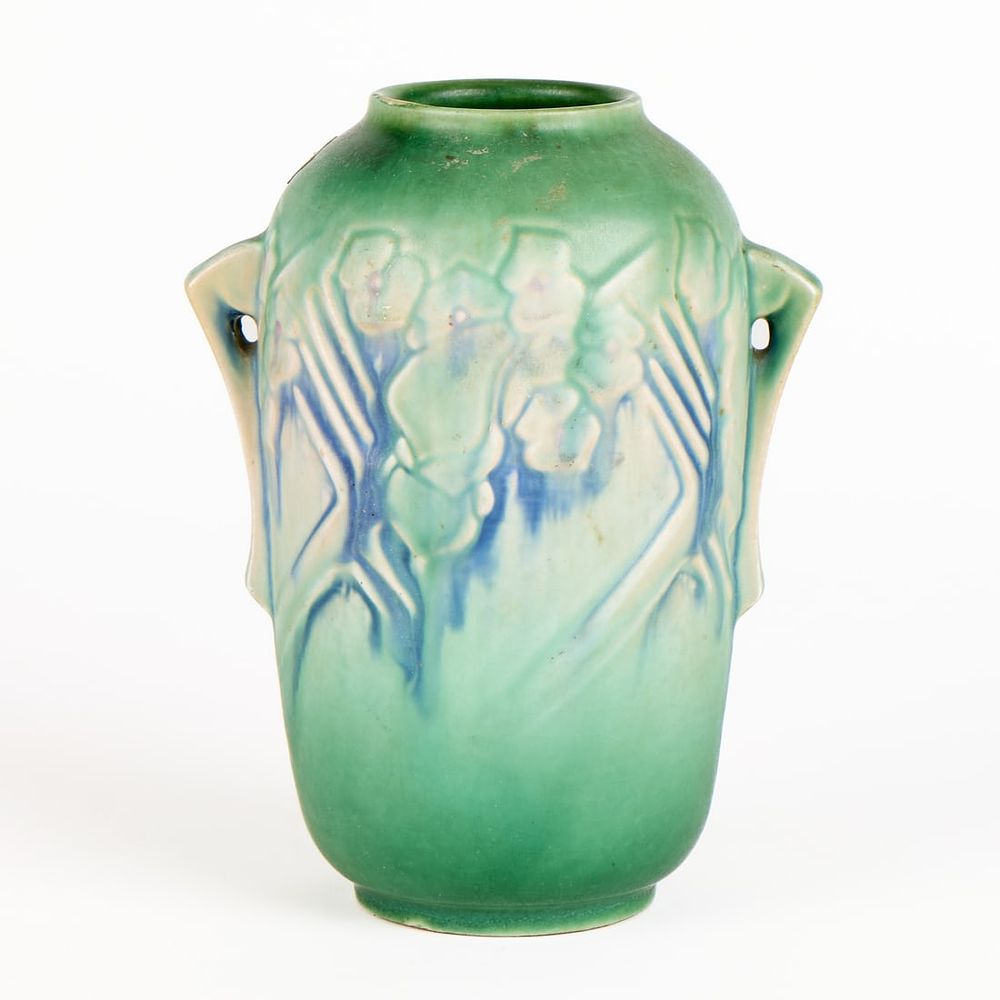 Lot 526: Roseville Art Pottery "Clemana" Two-Handled Vase