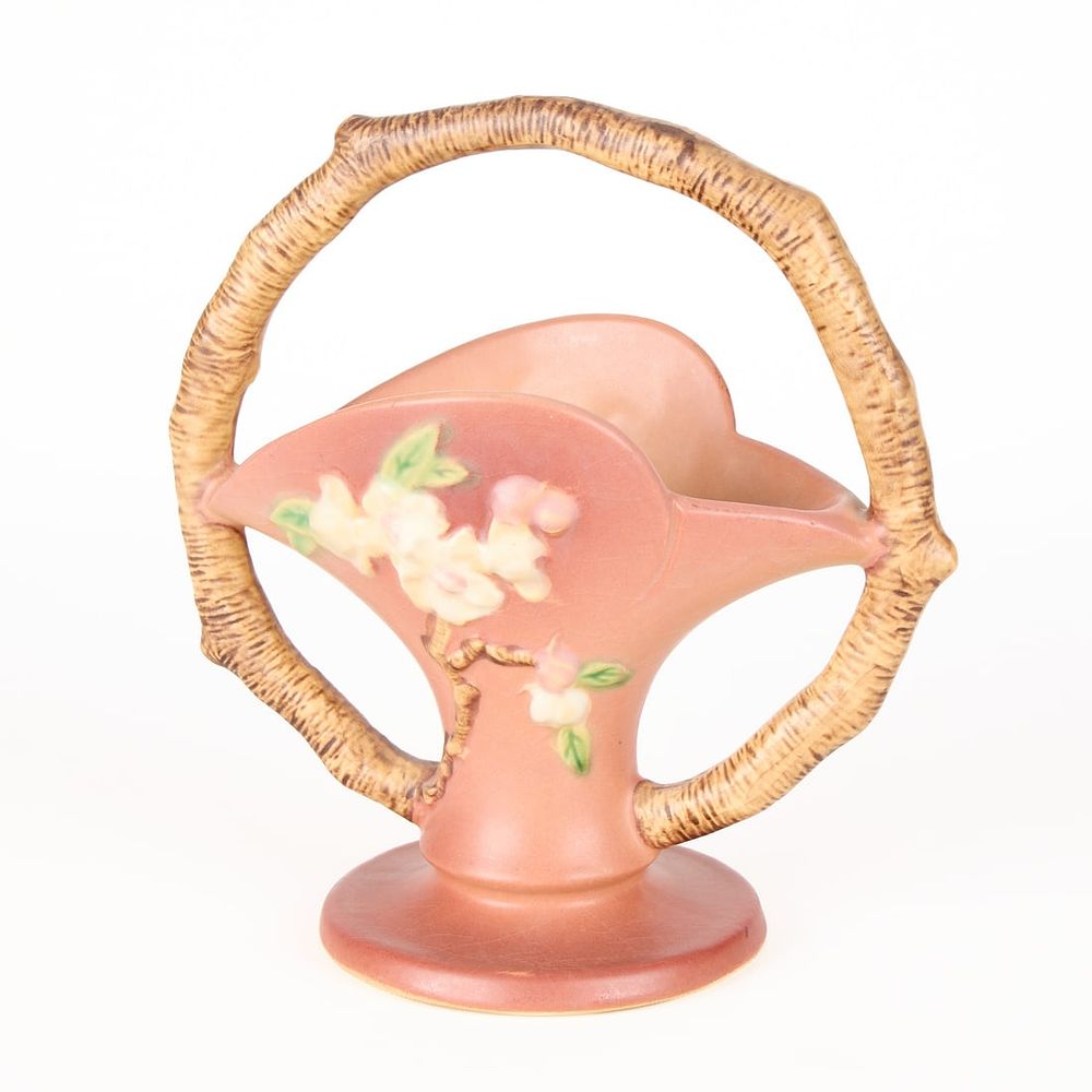 Lot 540: Roseville Art Pottery "Apple Blossom" 309-8 Basket