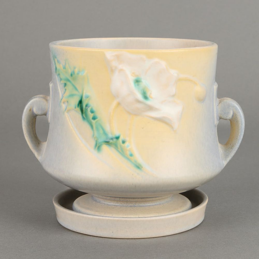 Lot 545: Roseville Art Pottery "Poppy" Vase w/ Undertray