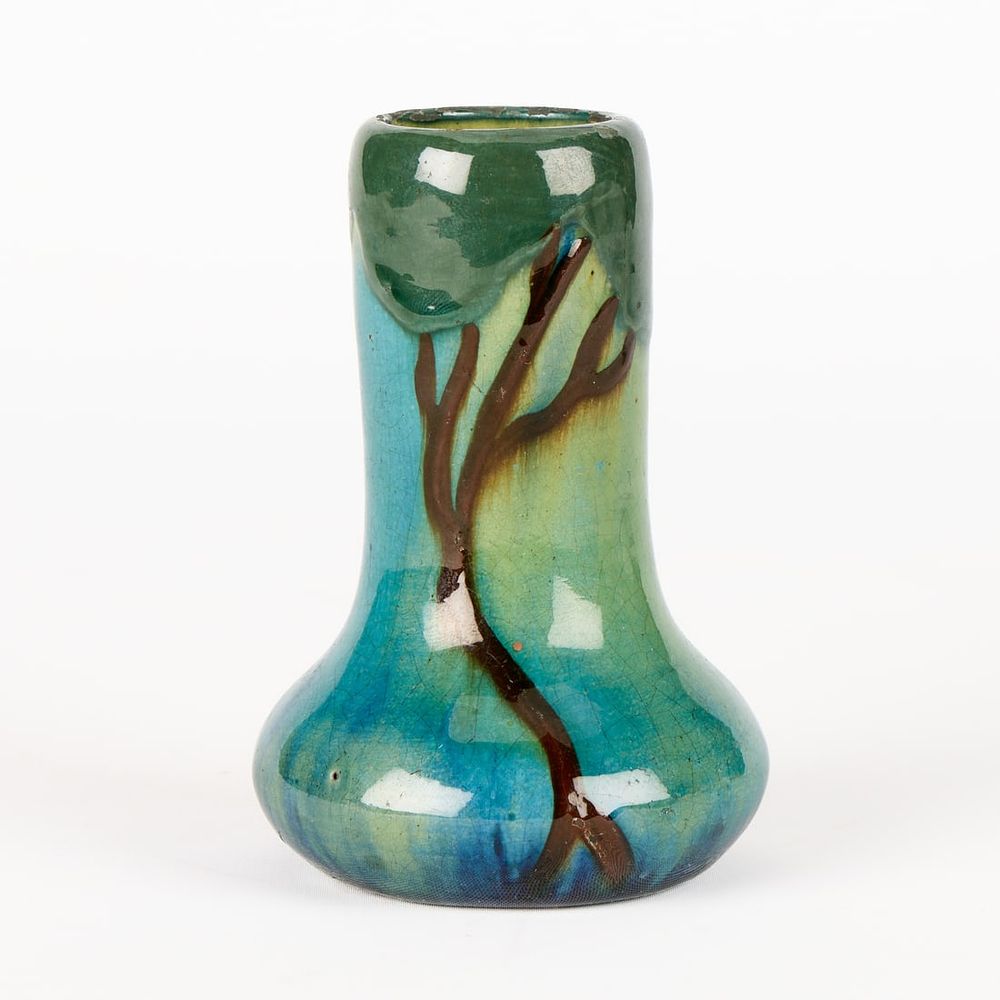 Lot 586: Early Weller Pottery Tree Bud Vase