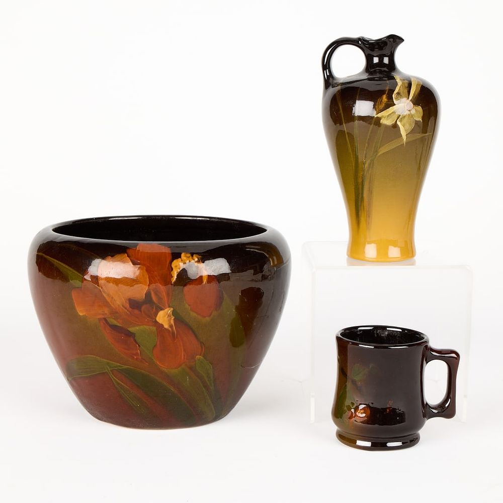 Lot 587: 3 Weller Art Pottery "Louwelsa" Vases