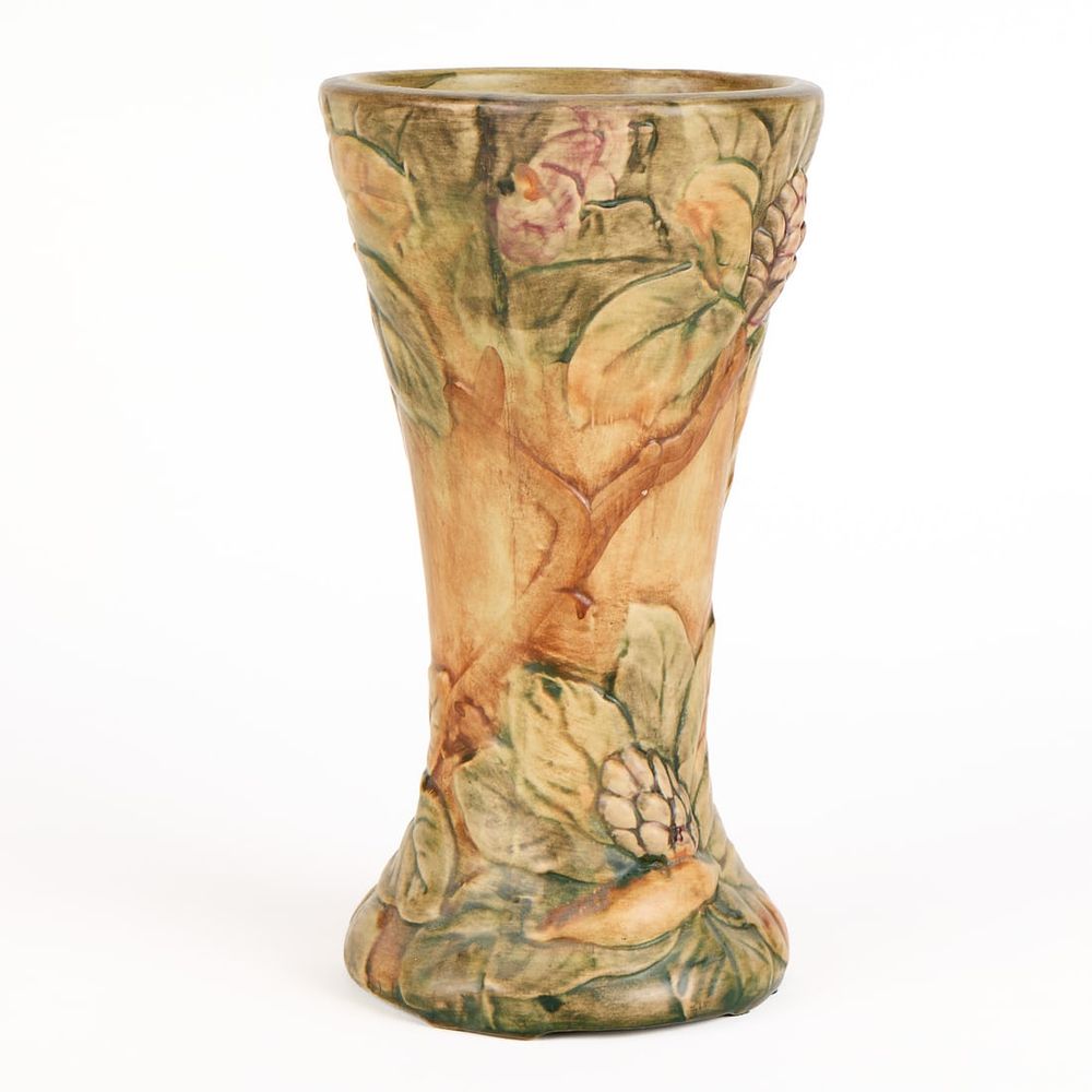 Lot 600: Weller Art Pottery "Flemish" Rhododendron Vase
