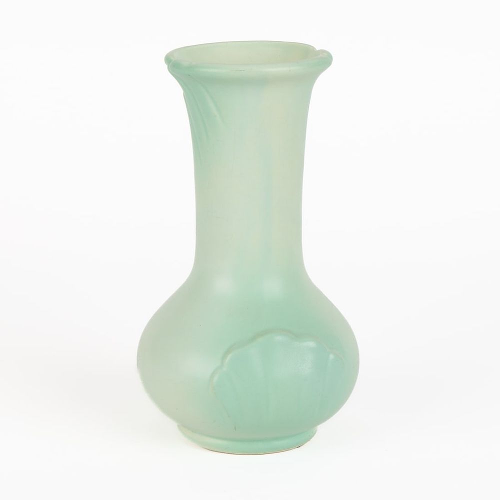 Lot 601: Weller Art Pottery Pastel Blue Seashell Motif Vase