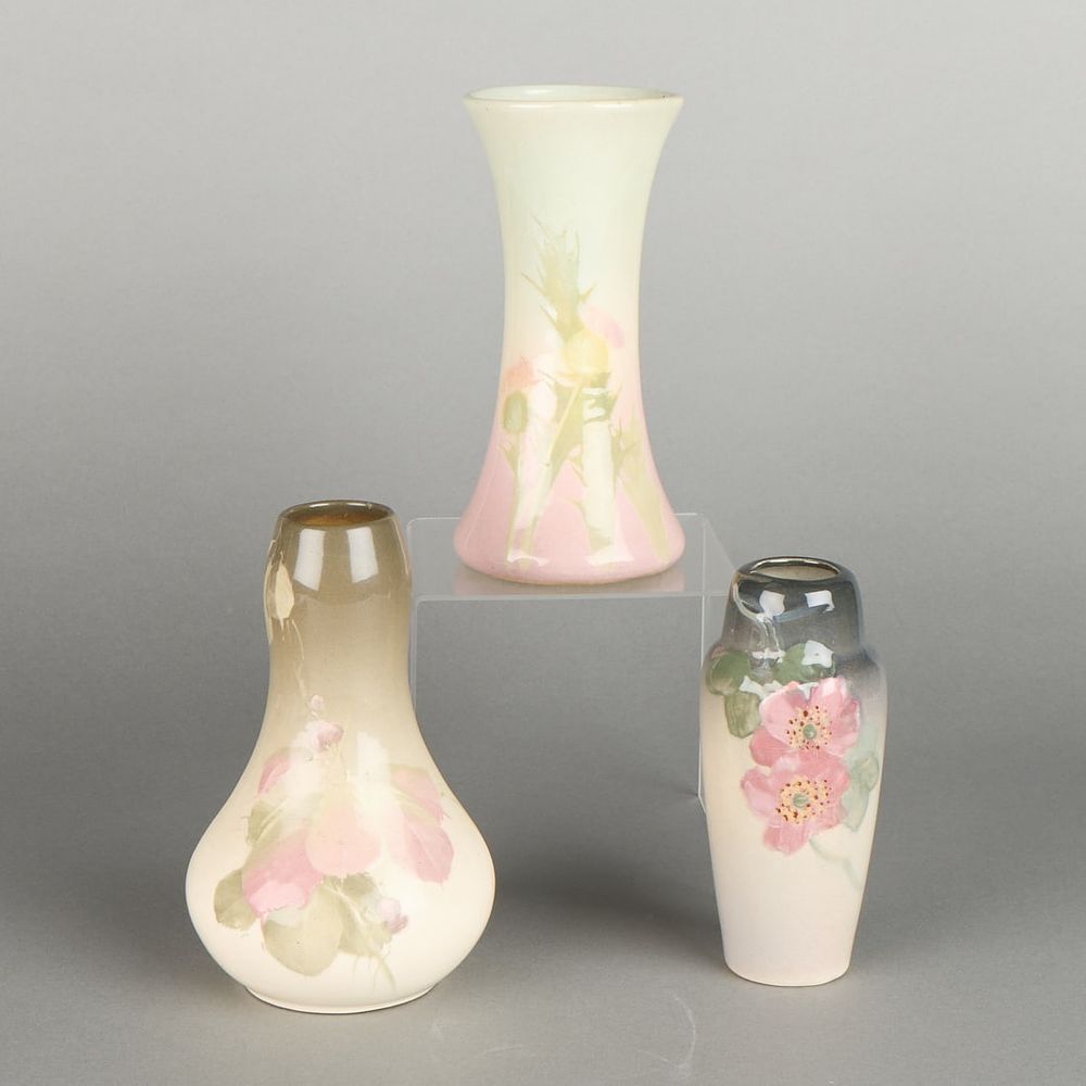 Lot 602: 3 Weller Art Pottery "Etna" & "Eocean" Vases