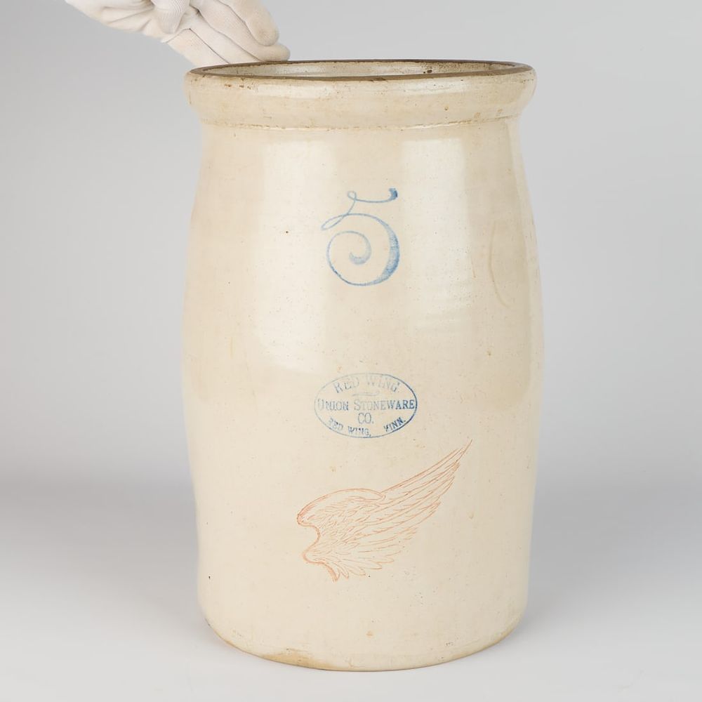 Lot 616: Antique Red Wing Stoneware Co. 5-Gallon Butter Crock