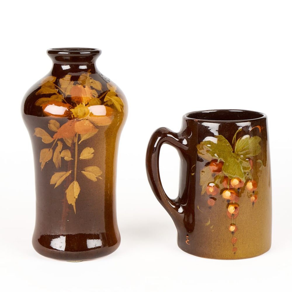 Lot 618: 2 Owens "Utopian" Art Pottery Vessels