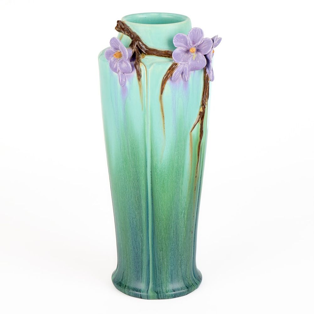 Lot 631: Ephraim Faience Pottery "Blooming Branch" Vase