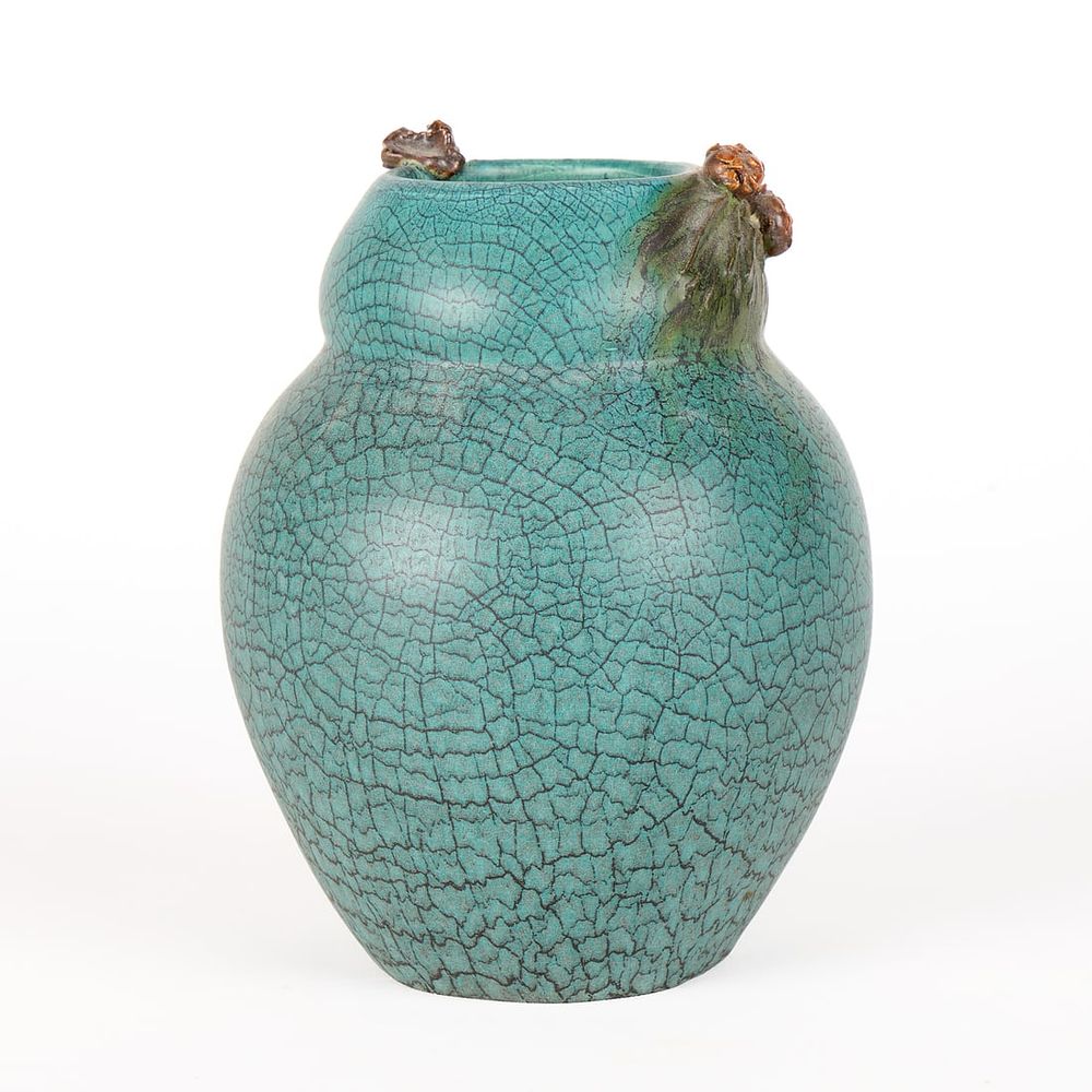 Lot 632: Ephraim Art Pottery "Lofty Pine" Crackle Blue Vase
