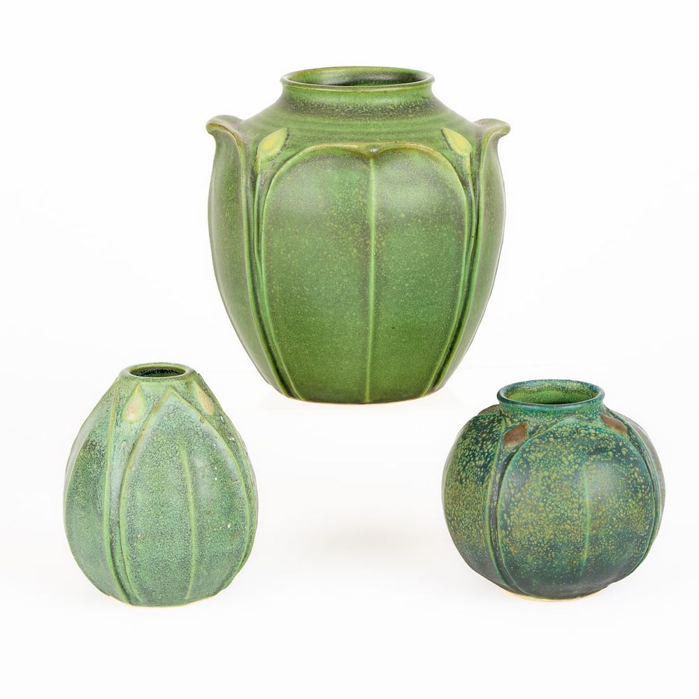 Lot 639: 3 Steve Frederick Jemerick Arts & Crafts Pottery Vases