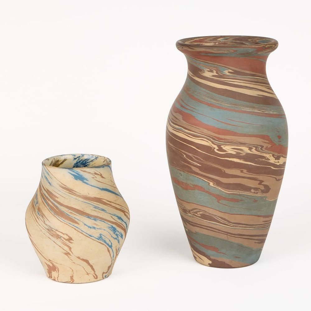 Lot 673: 2 Niloak Mission Swirl Art Pottery Vases