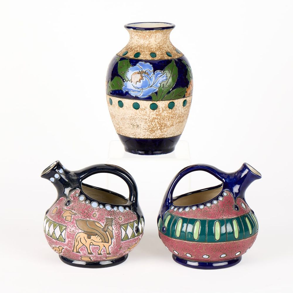 Lot 680: 3 European Art Pottery Vessels