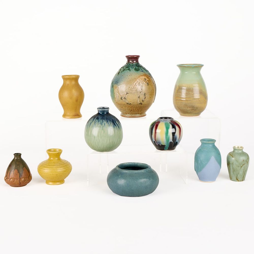 Lot 681: 10 Studio & Art Pottery Miniature Vases