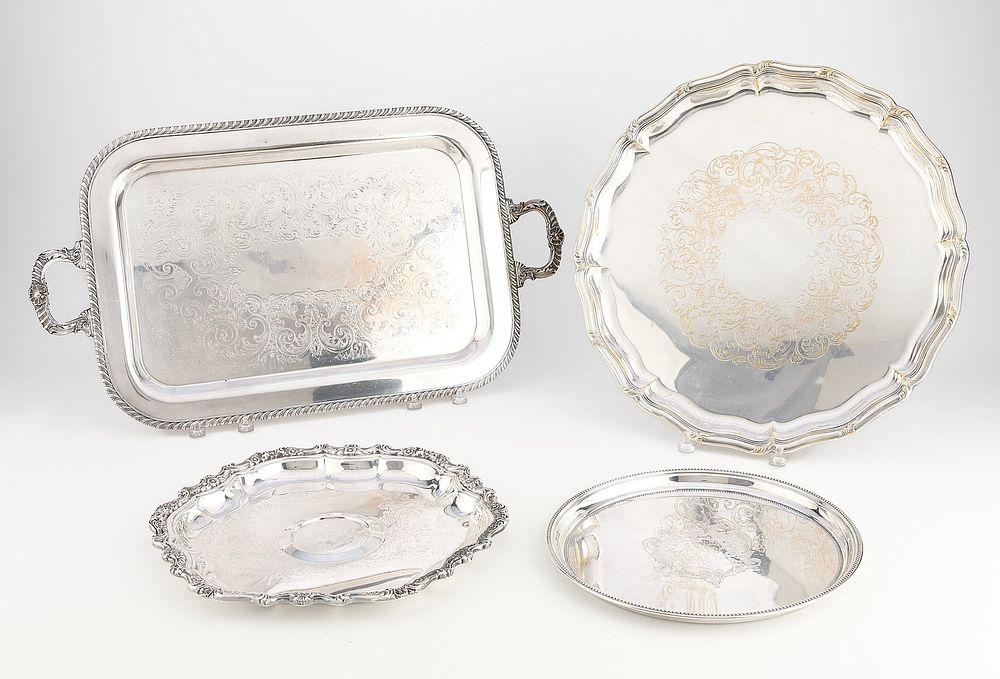 Lot 694: 4 Silverplate Trays