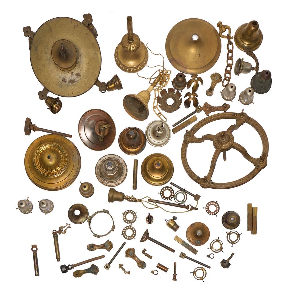 Lot 709: Large Assorted Lot Brass & Bronze Light Fixtures