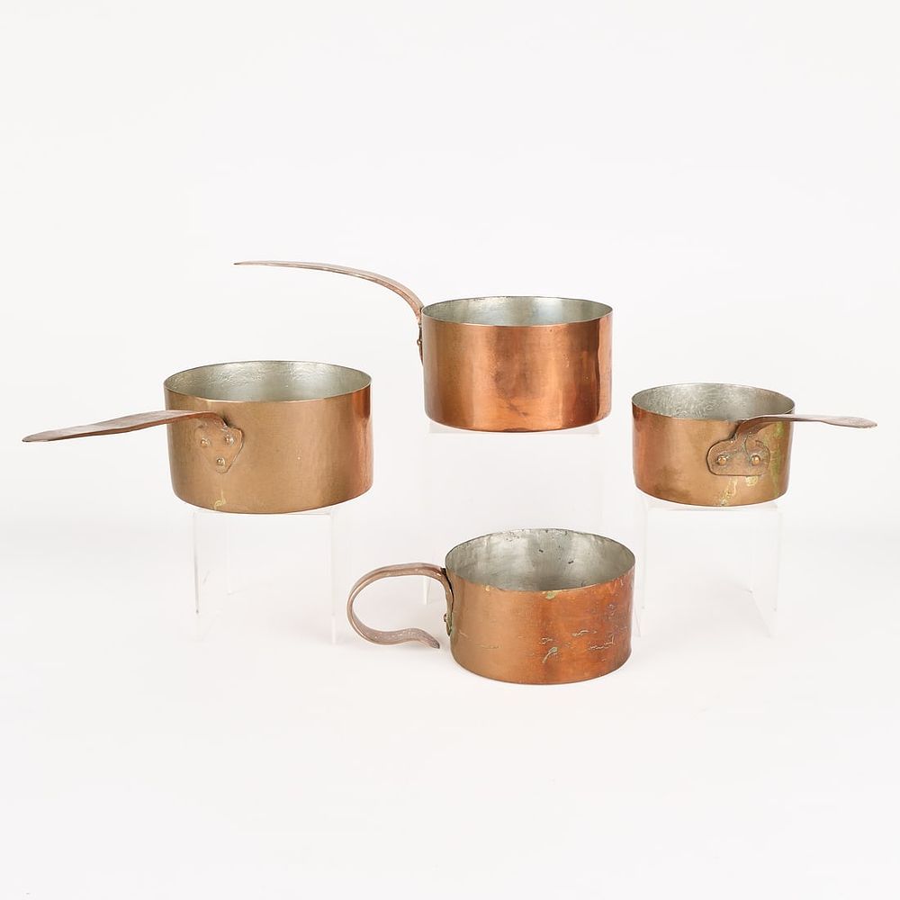 Lot 722: 4 Copper-Handled Copper Pots