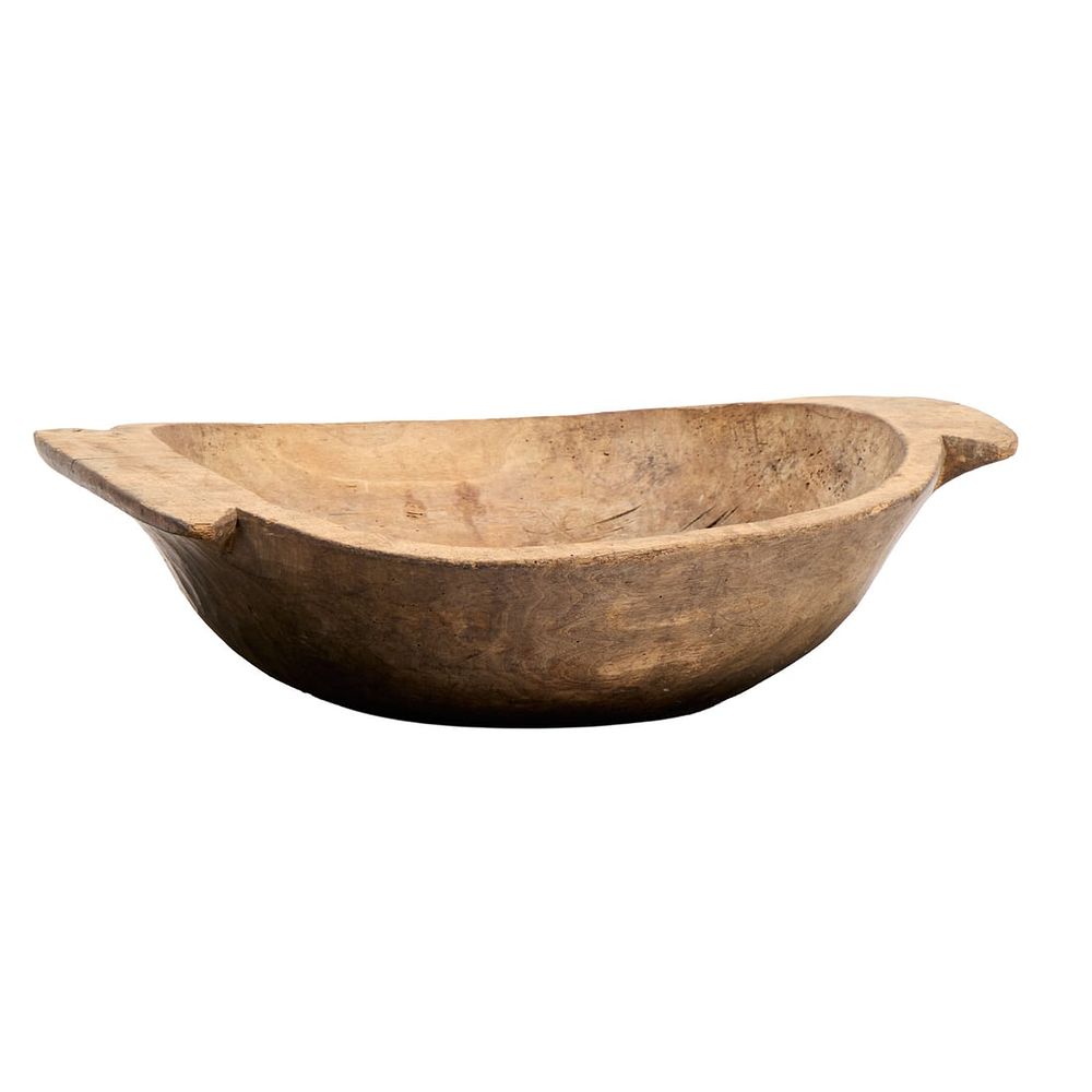 Lot 726: Large Folk Carved Wood Dough Bowl