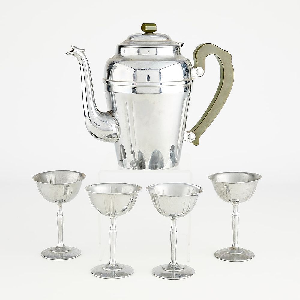 Lot 761: Grp 5 Art Deco Chromium Drinkware