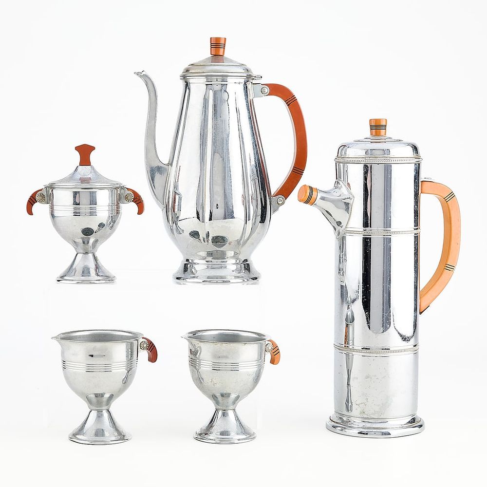 Lot 764: 5 Pc Farber Bros. Krome Kraft Drinkware