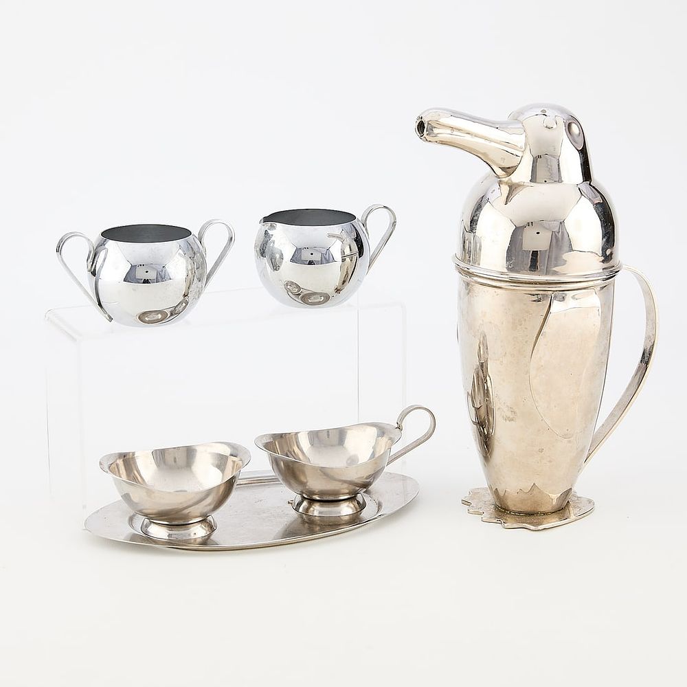Lot 773: Assorted Grp 6 Art Deco Barware & Drinkware