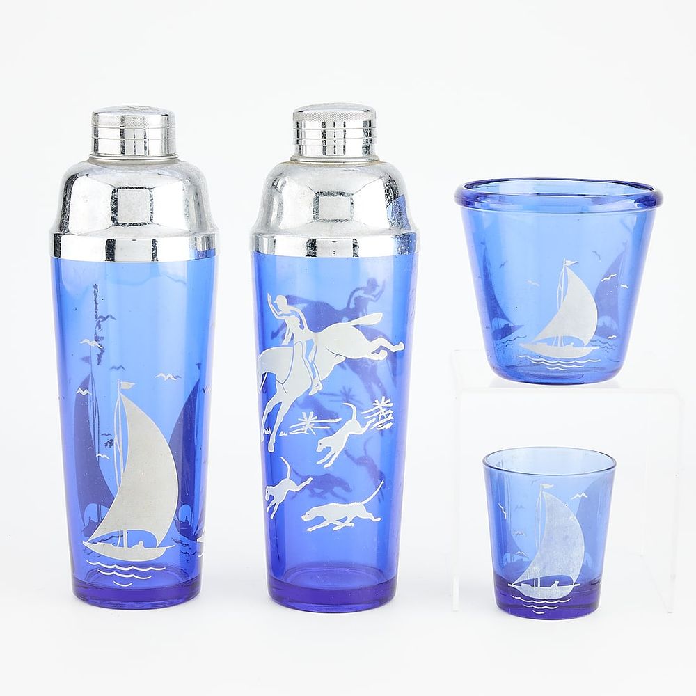 Lot 779: 4 Pcs 1930s Hazel Atlas Cobalt Blue Glassware
