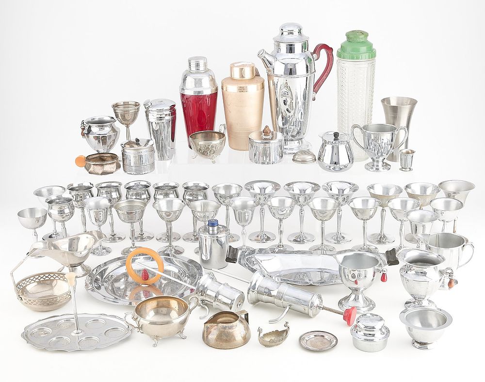 Lot 782: Lrg Grp Assorted Chrome Objects Incl. Dinnerware