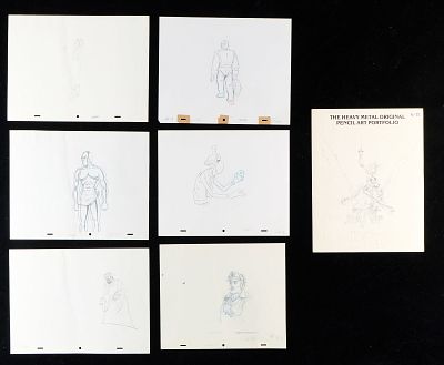 Heavy Metal Film Original Pencil Art Portfolio. Portfolio of six pencil drawings from the film 