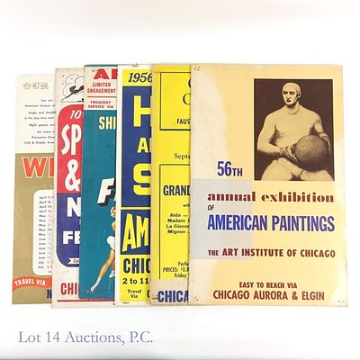 1940s / 1950s Chicago Train Advertisement Posters. Collection of advertisement cards from 