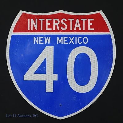 New Mexico I-40 Interstate Sign. New Mexico I-40 Interstate sign. Some scratches, staining and 