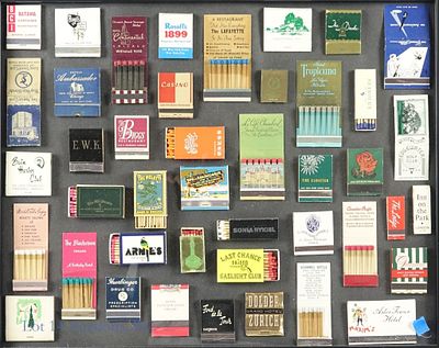 Framed Vintage Matchbook Collection. Framed vintage matchbook collection. Measures approximately 