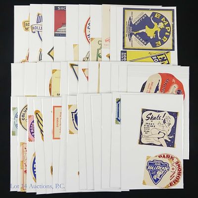 Roller Skating Ephemera (70+). More than 70 pieces of roller skating ephemera in cardboard 