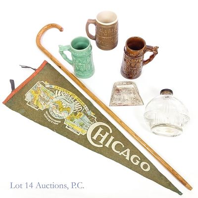 1933 Chicago World's Fair Memorabilia. Seven pieces of memorabilia from the 1933 World's Fair in 