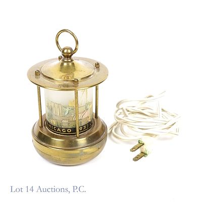 1933 Century of Progress World's Fair Lantern Lamp. Works. Some paint (decal) missing. Marked 