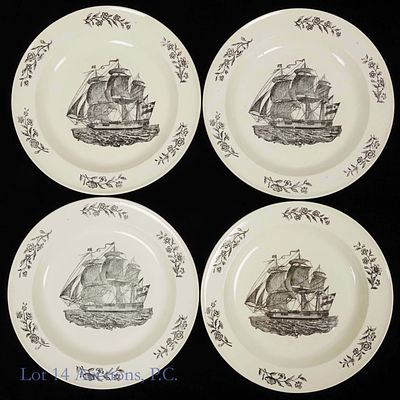 English Creamware Herculaneum Plates (4). Four (4) late 18th, early 19th century English 