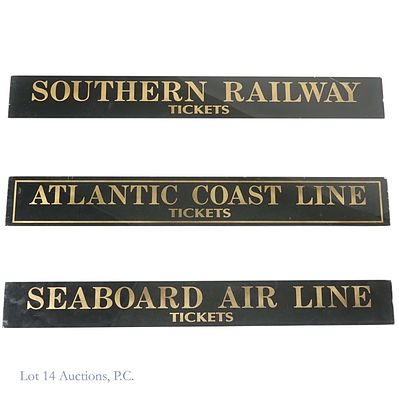 Railroad Tickets Glass Signs (3) (NO IN-HOUSE SHIPPING). Three (3) glass railroad tickets signs 