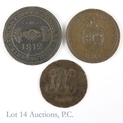 1800 - 1812 British Merchant Tokens (3). Three (3) Great Britain condor merchant tokens issued 