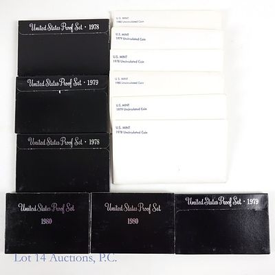1978 - 1980 USA Proof & Mint Coin Sets (12). Twelve (12) United States Mint clad proof and 