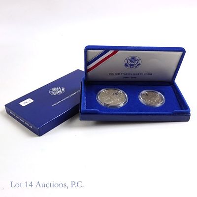1986-S USA Silver Proof Liberty Comm. 2-Coin Set. 1986-s United States silver Statute of Liberty 